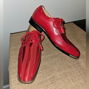 Expressions Men's Formal Oxford tie Dress Shoes Striped Satin Red Size 8
